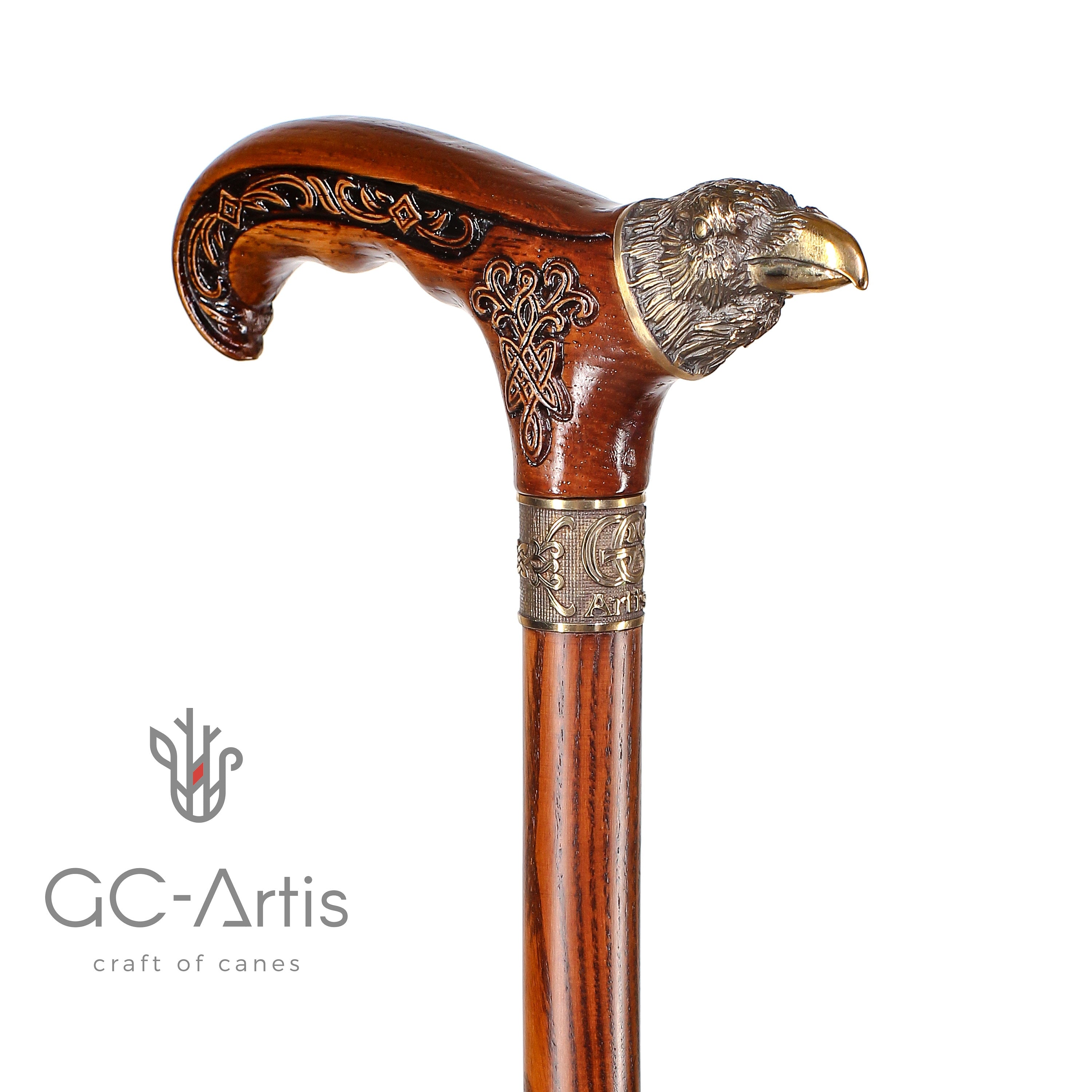 Raven Walking Cane wood & bronze 
