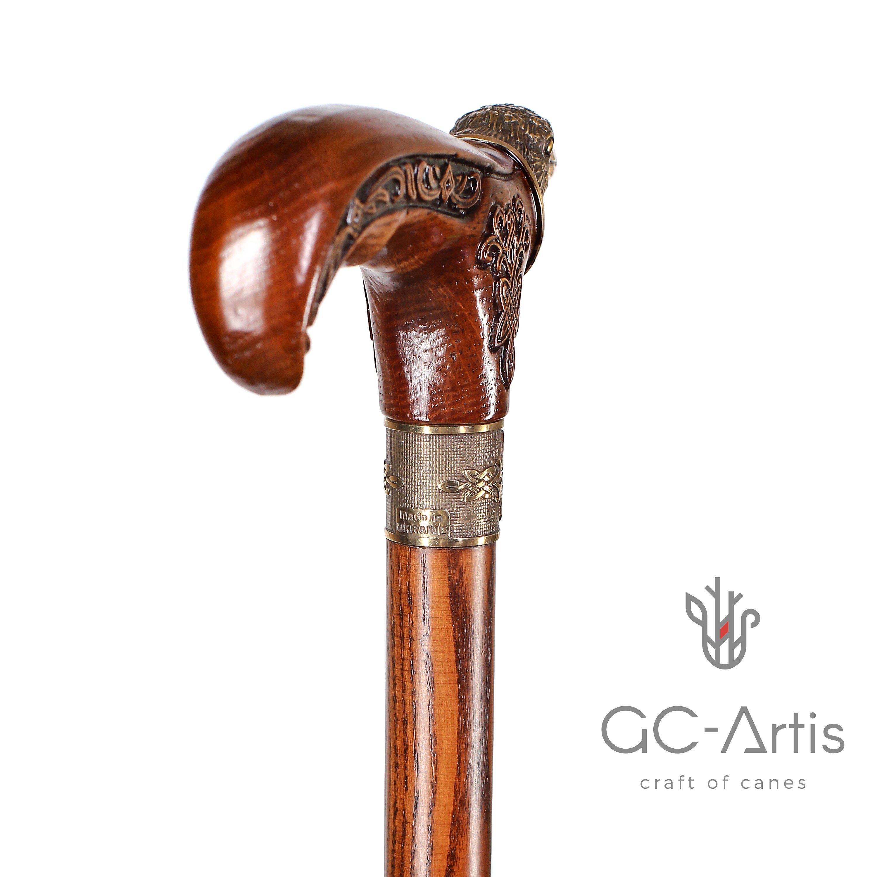 Raven Walking Cane wood & bronze 