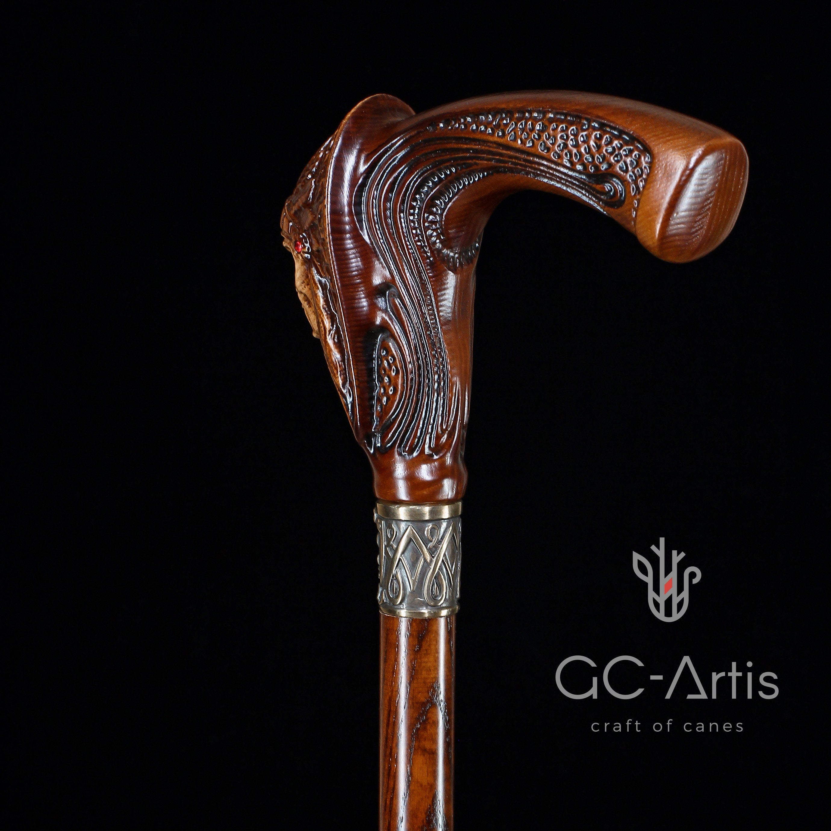 Indian Chief Wooden walking stick cane 