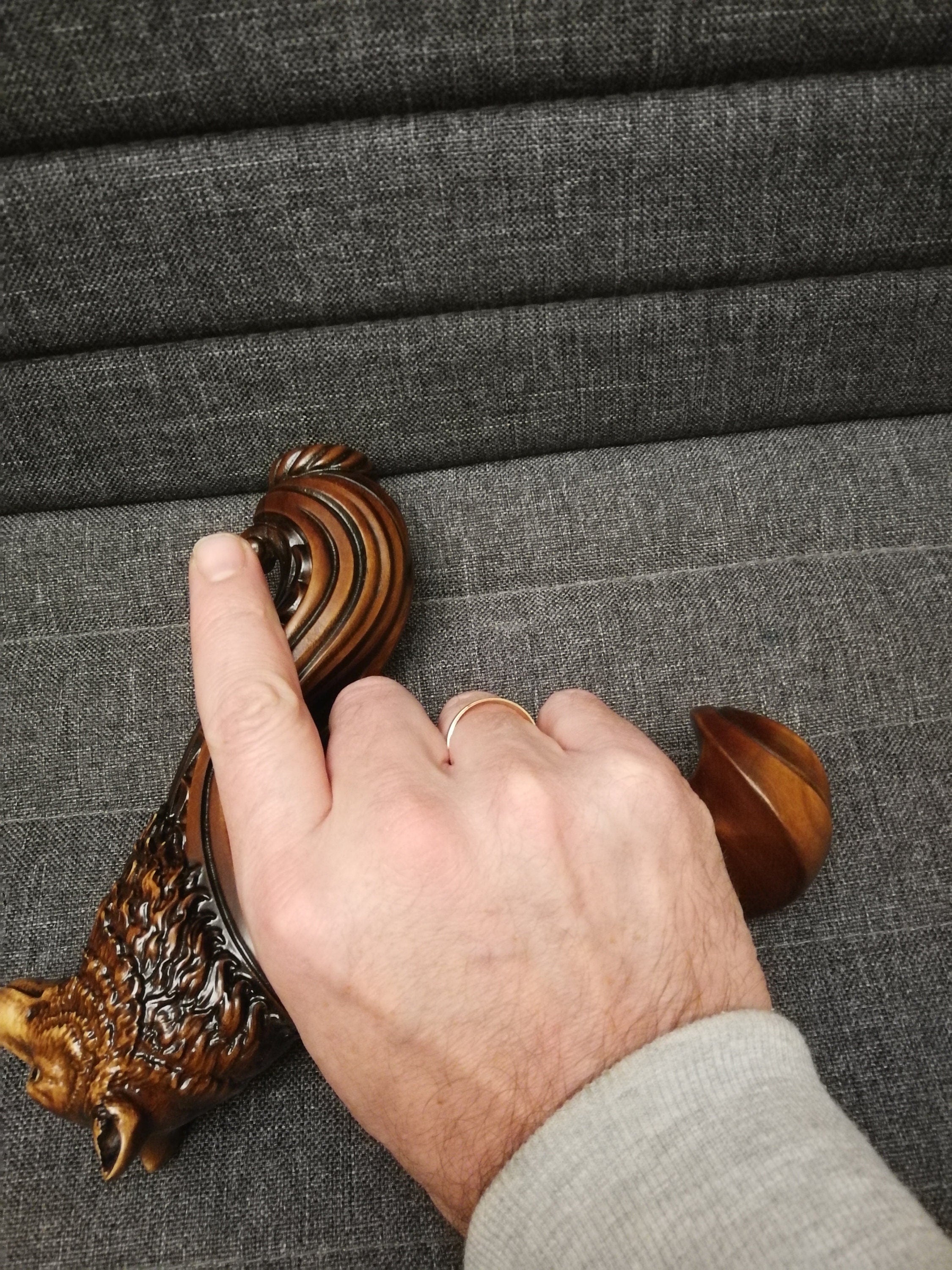 Replacement Ergonomic Wooden Handle for Walking Stick Cane without a shaft