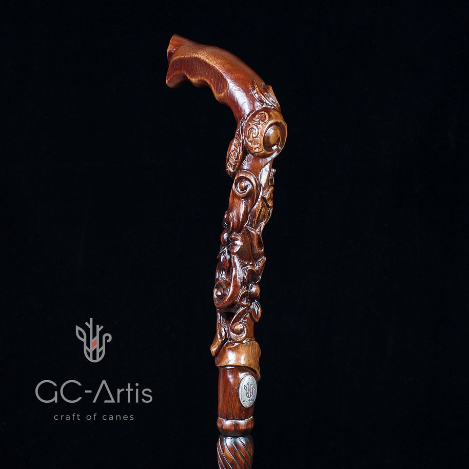 Pretty Flowers wooden walking stick cane