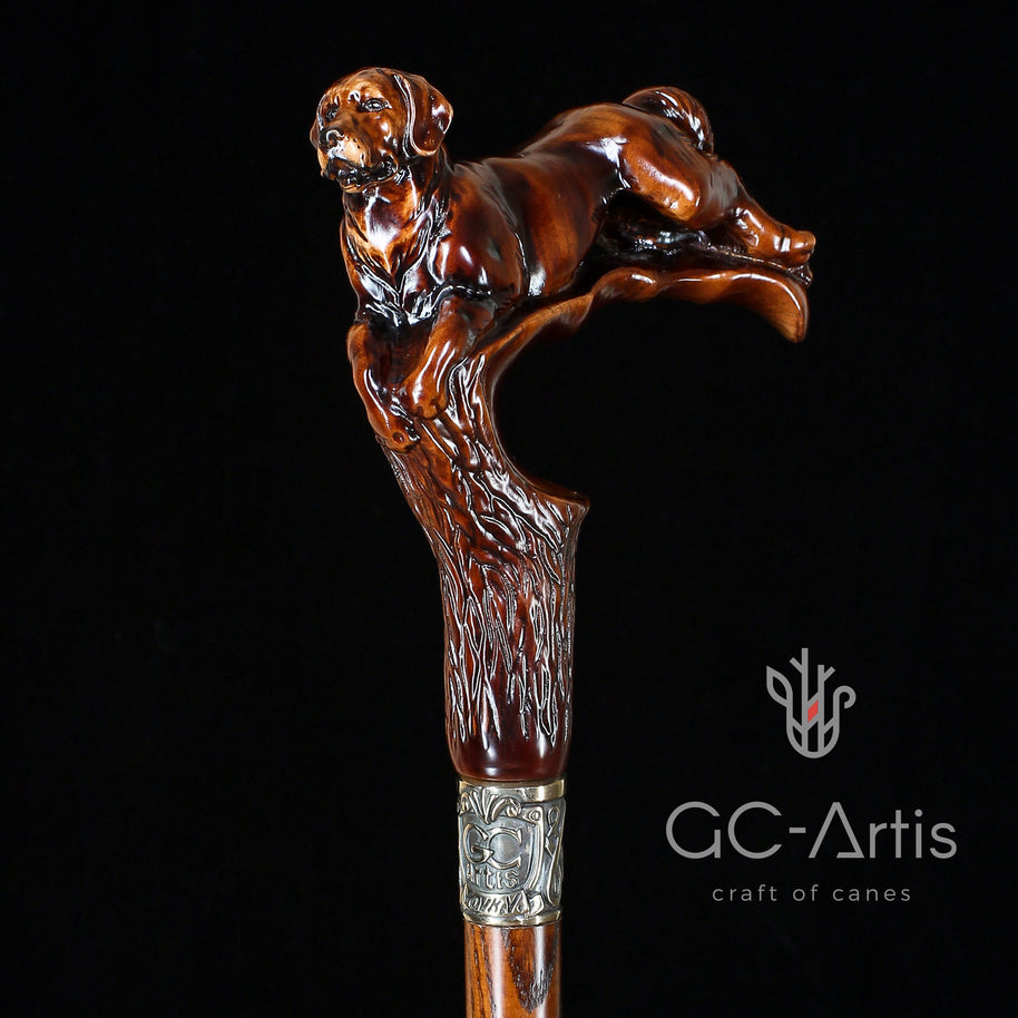 Labrador Dog Wooden Cane Walking Stick