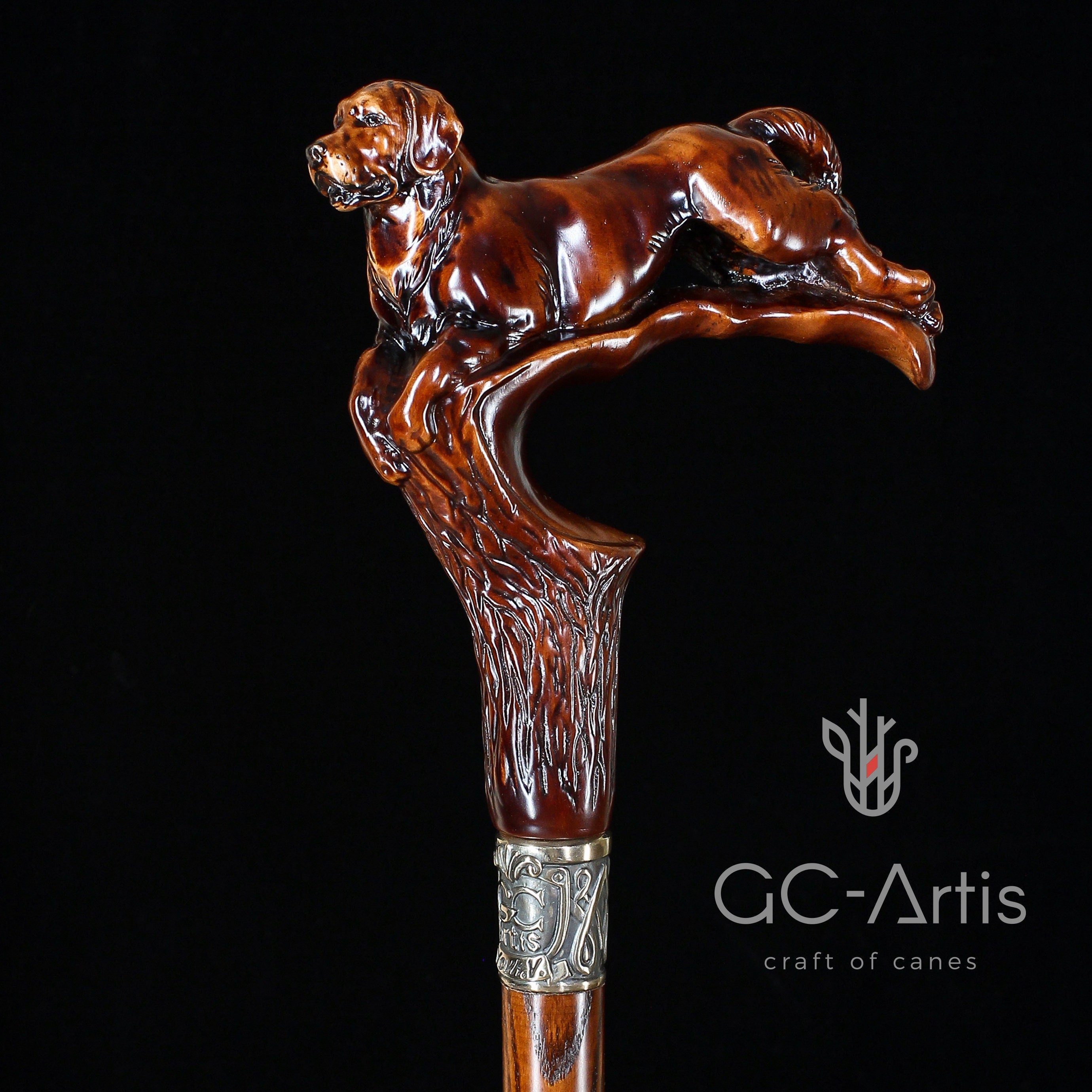 Labrador Dog Wooden Cane Walking Stick 