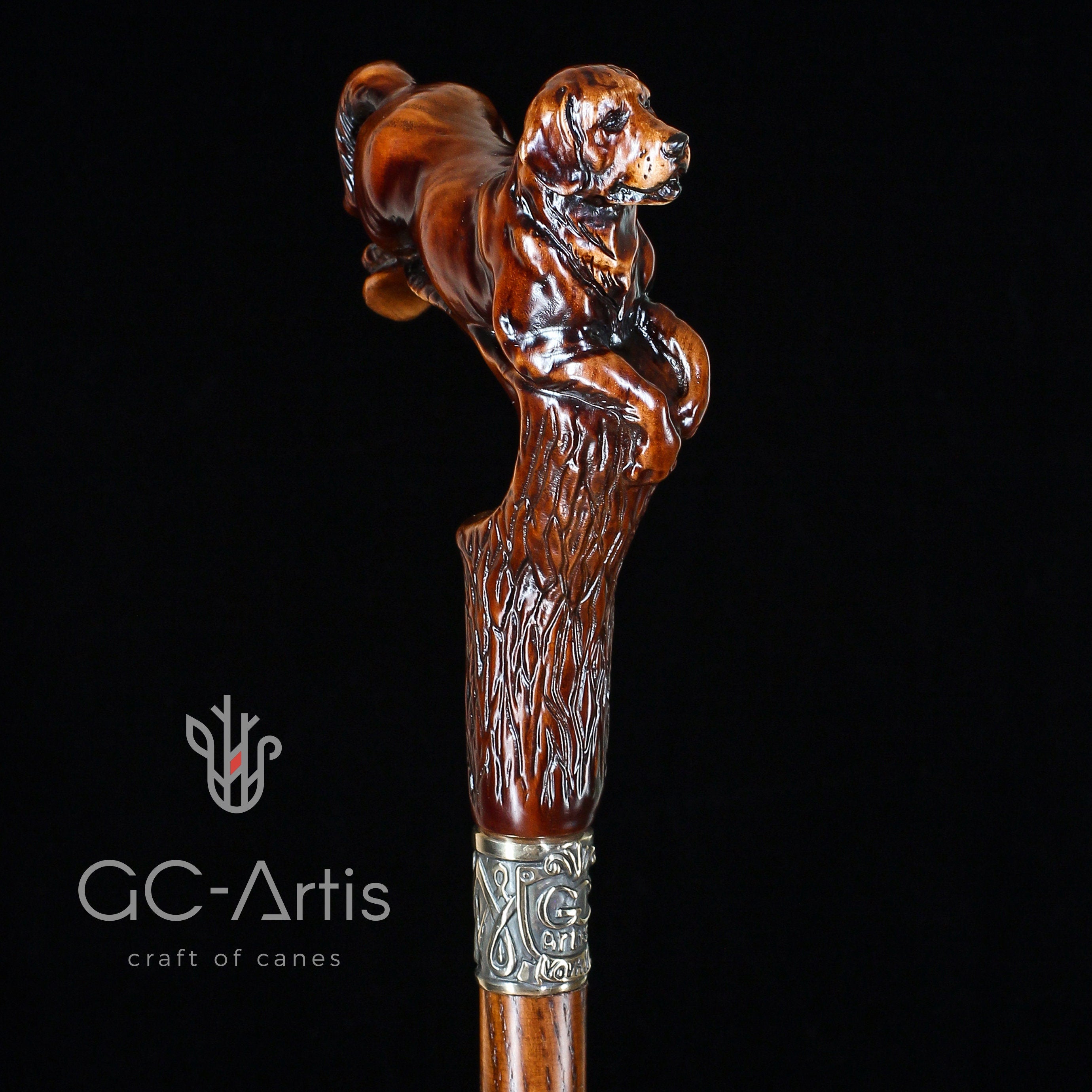 Labrador Dog Wooden Cane Walking Stick 