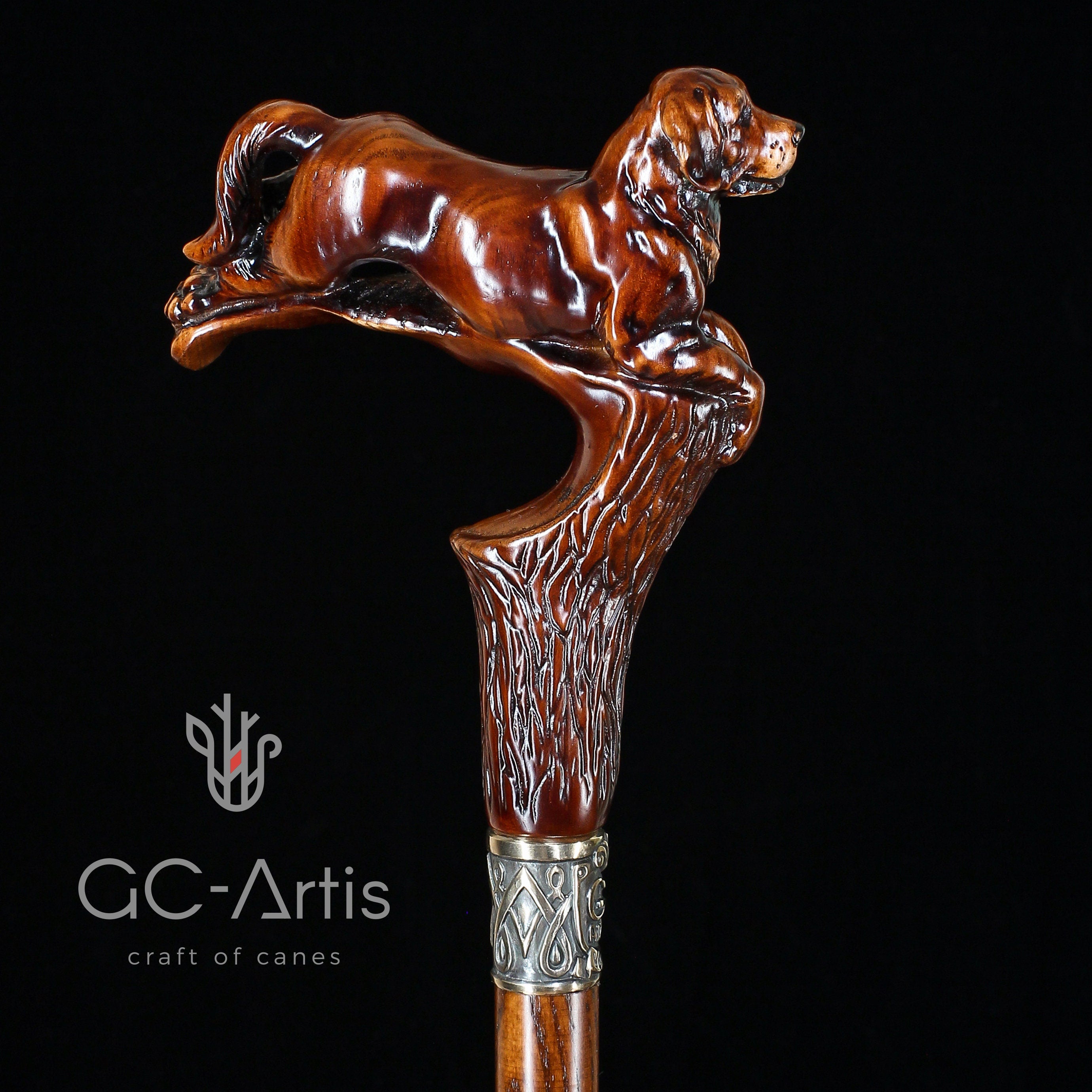 Labrador Dog Wooden Cane Walking Stick 