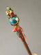 Wooden Walking Staff for Santa Claus wood carved walking stick cane with Reindeer Rudolph and Elves 