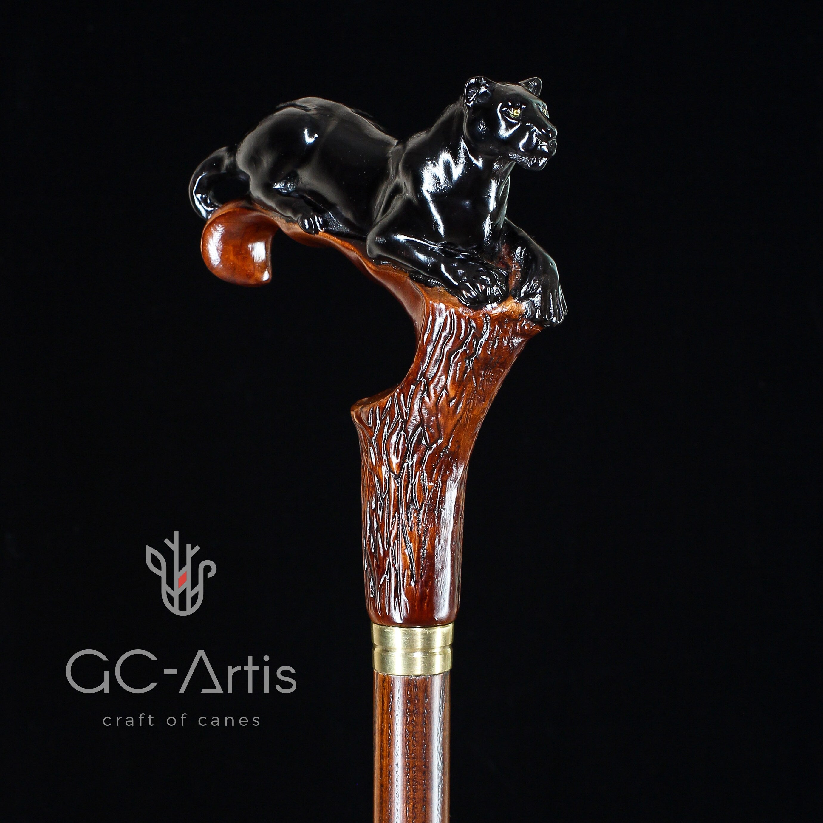 Dark Wooden Walking Cane Stick