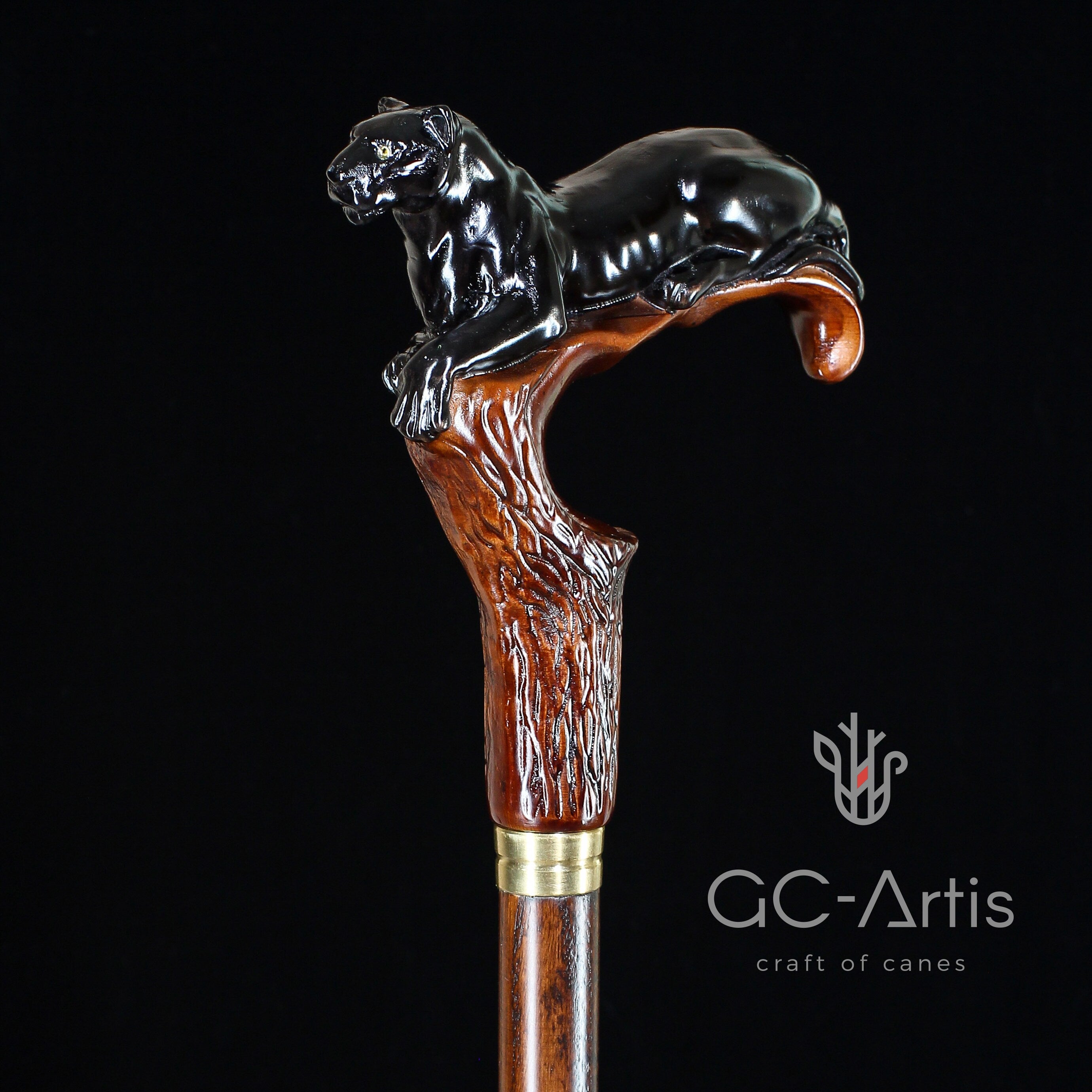 Dark Wooden Walking Cane Stick