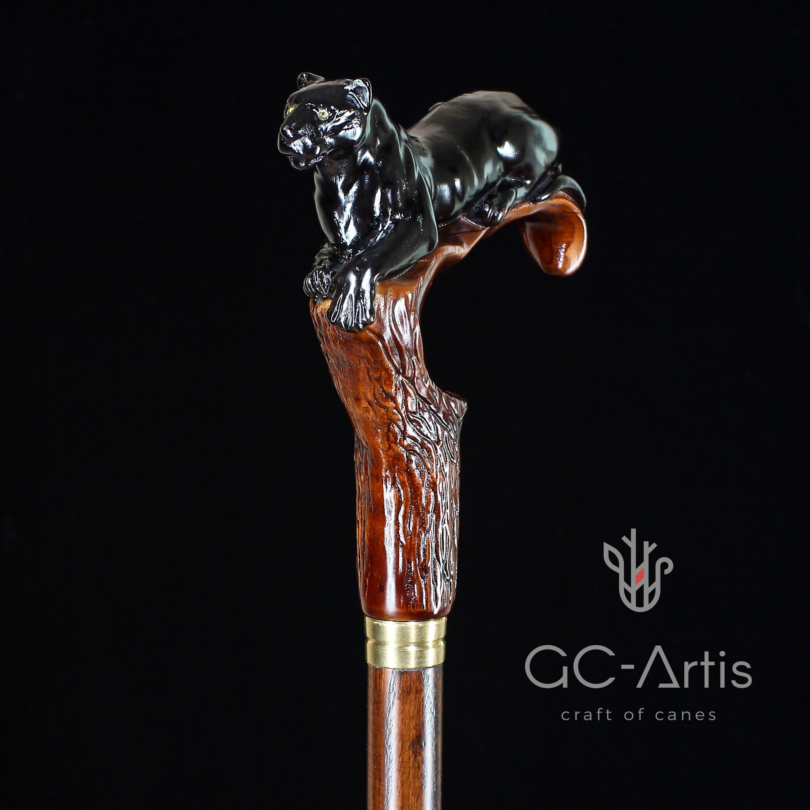 Dark Wooden Walking Cane Stick