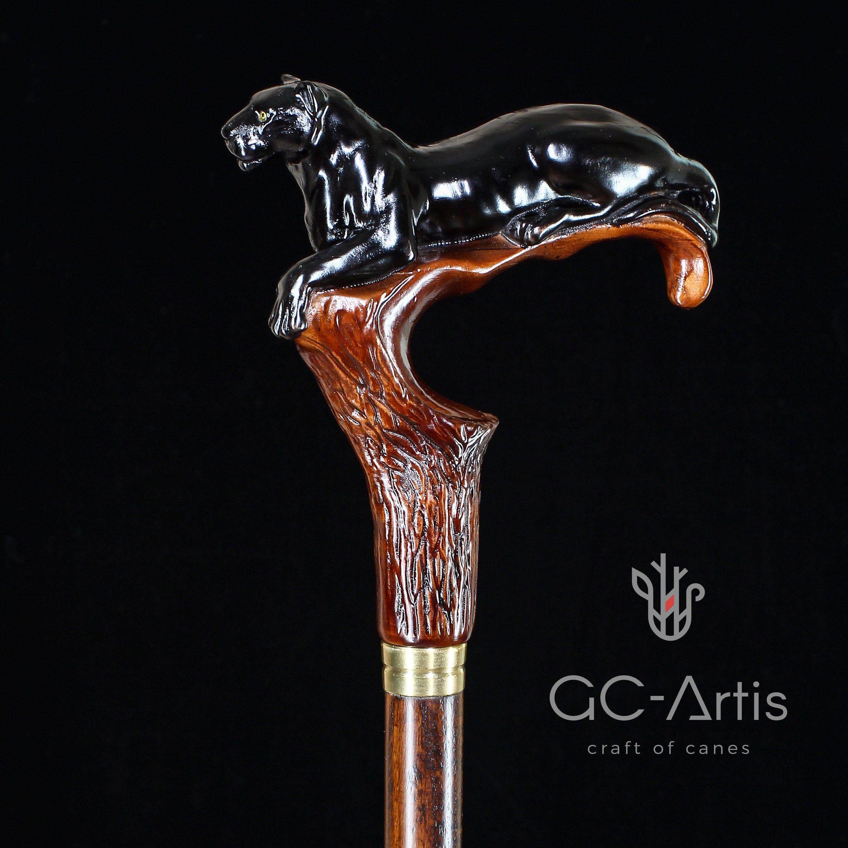 Dark Wooden Walking Cane Stick