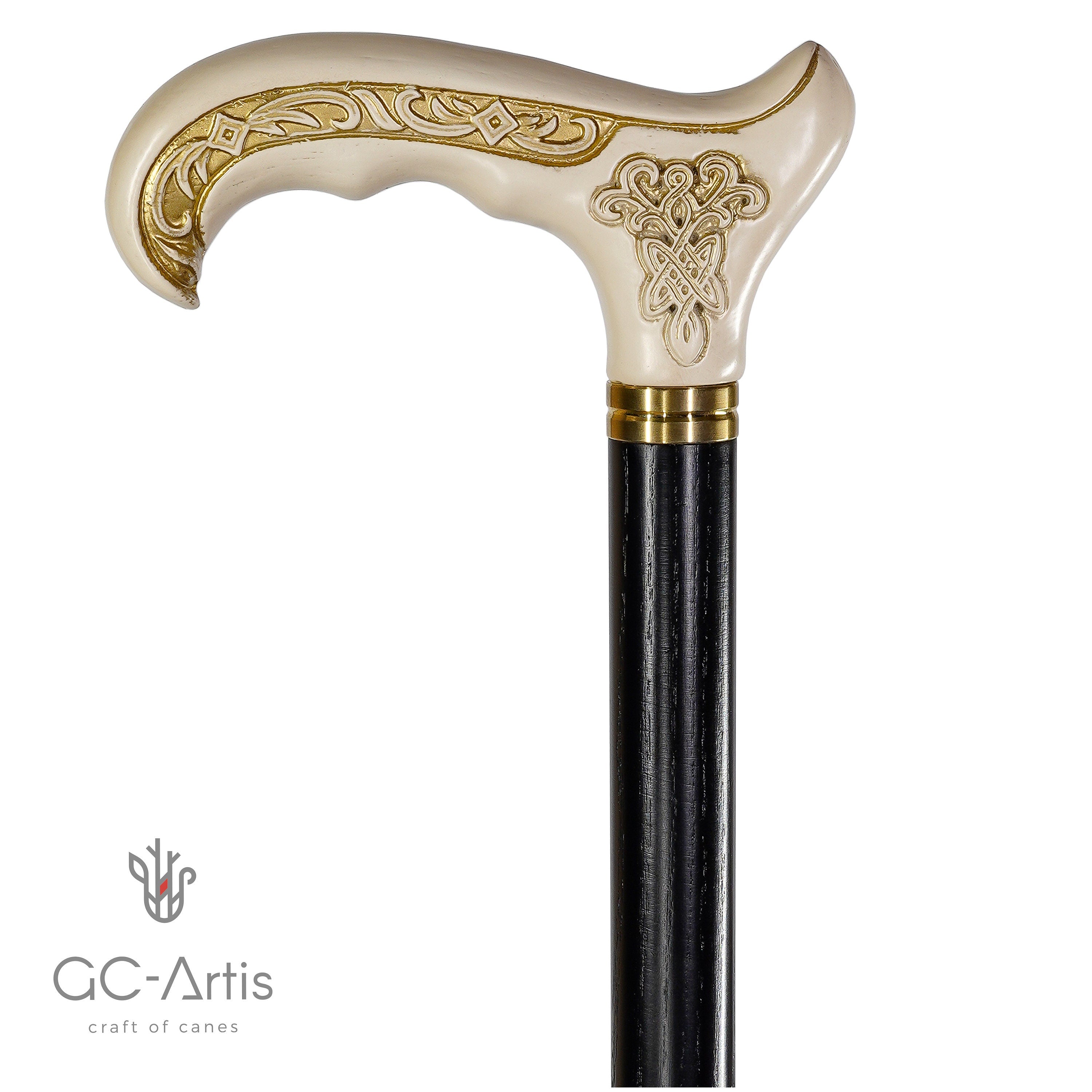 Light Wooden Cane Walking Stick Celtic Style Fashionable GC-Artis cane