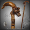 WOLF Dark Wooden Walking Stick Cane Hand Carved - GC-Artis Walking Sticks Canes